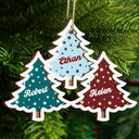 Christmas Trees Custom Names For Family, Grandkids, Friends - Personalized 2-Layered Wooden Ornament