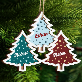 Christmas Trees Custom Names For Family, Grandkids, Friends - Personalized 2-Layered Wooden Ornament