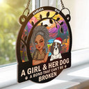 Pet Lovers - A Girl And Her Cats A Bond That Can't Be Broken Turban Woman - Personalized Window Hanging Suncatcher Ornament