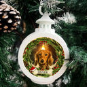 Pet Lovers, Memorial - Custom Photo Lovely Dog Cat Face Wreath Pet Memorial - Personalized Candlelight Lantern Ornament