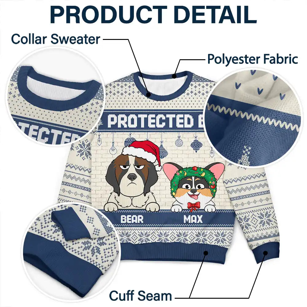 Pet Lovers, Gift For Kids - Protected By Dogs And Cats Funny Pet - Personalized Unisex Ugly Sweater