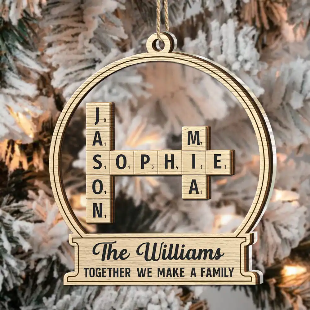 Family - Together We Make A Family Crossword Scrabble - Personalized 2-Layered Mix Ornament