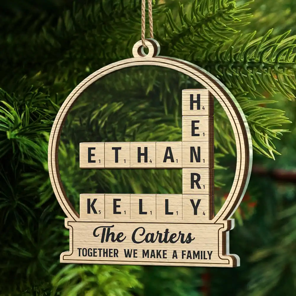 Family - Together We Make A Family Crossword Scrabble - Personalized 2-Layered Mix Ornament