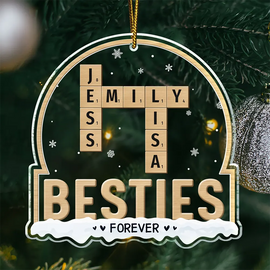 Christmas,Continue Shopping,Gift For Bestie,Love - Bestie Forever Custom Name Crossword Scrabble - Personalized Custom Shaped Acrylic Ornament