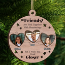 Gift For Sisters, Gift For Bestie - Custom Photo Sisters Heartstrings I Wish You Lived Closer - Personalized 2-Layered Wooden Ornament