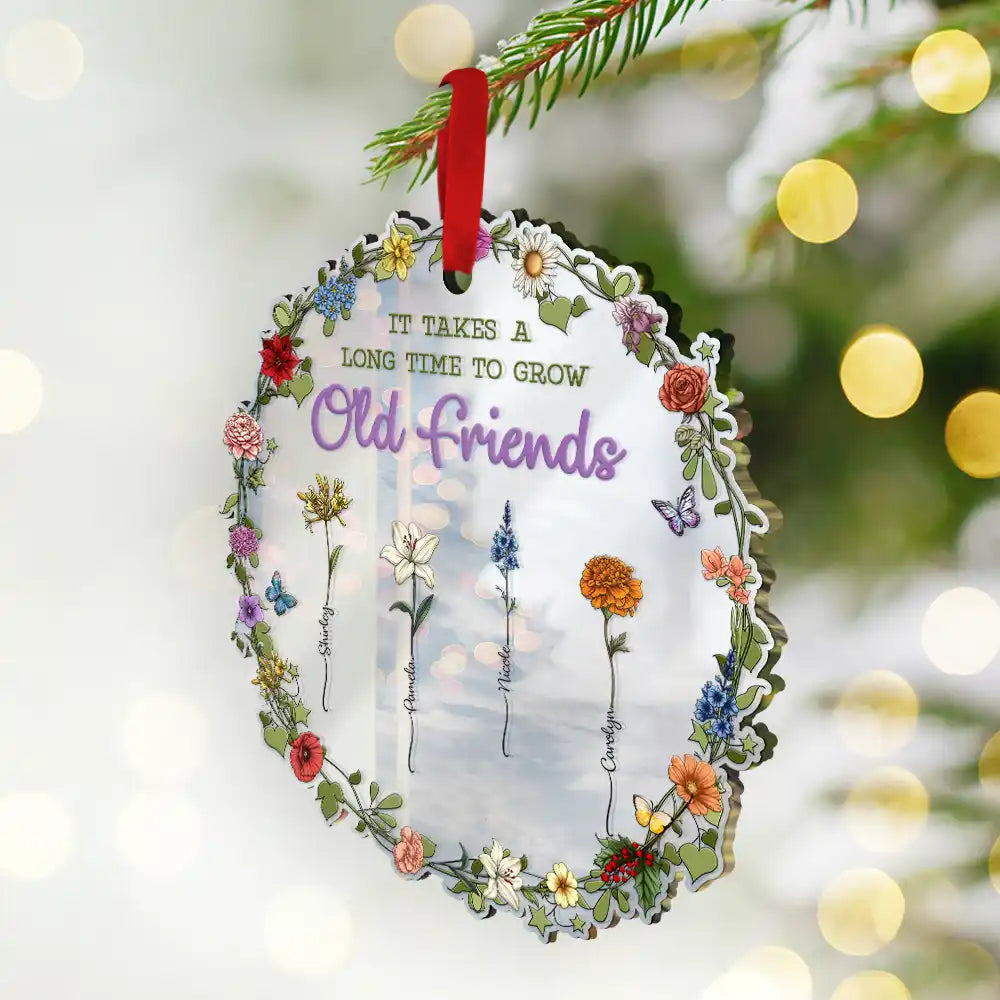 Gift For Bestie, Gift For Sisters - Sisters Are Different Flowers From The Same Garden - Personalized Custom Shaped Mirror Ornament