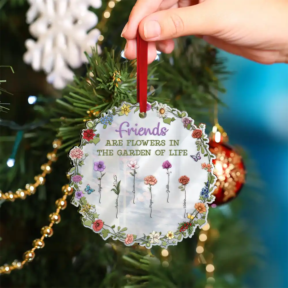 Gift For Bestie, Gift For Sisters - Sisters Are Different Flowers From The Same Garden - Personalized Custom Shaped Mirror Ornament