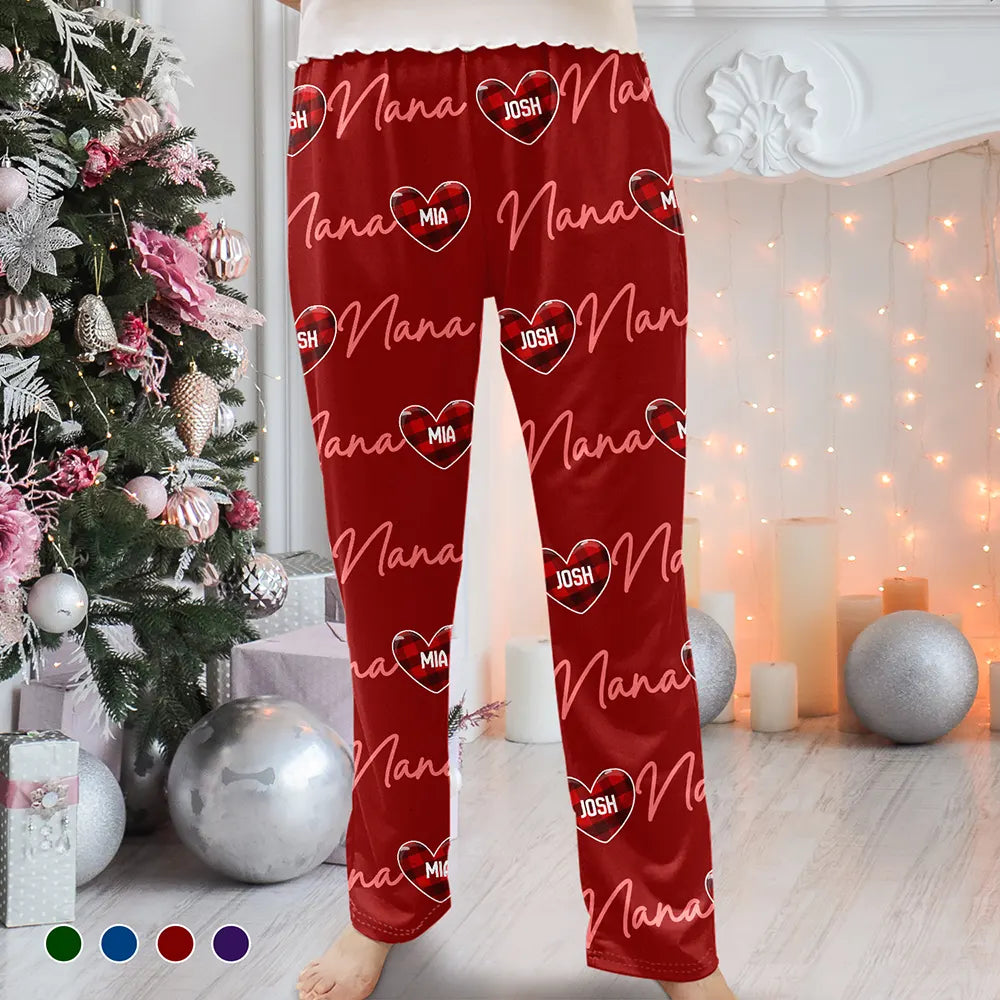 Christmas,Gift For Grandparents,Love - Nana Papa Mom Dad Sweethearts Custom Title And Names - Personalized Pajama Pants