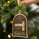 First Christmas As A Family Of Four Crossword Scrabble - Personalized 2-Layered Wooden Ornament