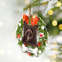 Pet Lovers - Custom Photo Christmas Wreath Dog First Year - Personalized Custom Shaped Acrylic Ornament
