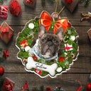 Pet Lovers - Custom Photo Christmas Wreath Dog First Year - Personalized Custom Shaped Acrylic Ornament
