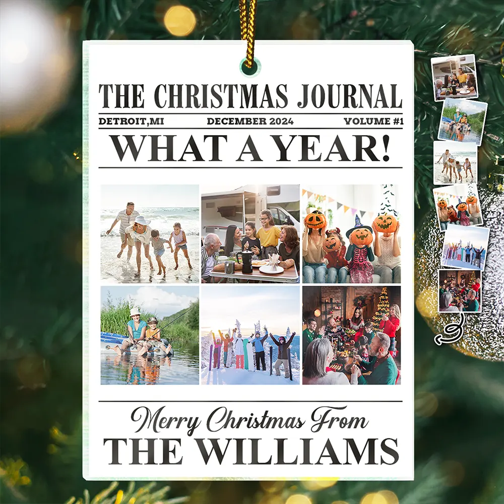 Gift For Bestie,Family - Custom Photo The Christmas Journal What A Year For Family And Friends - Personalized Custom Shaped Acrylic Ornament