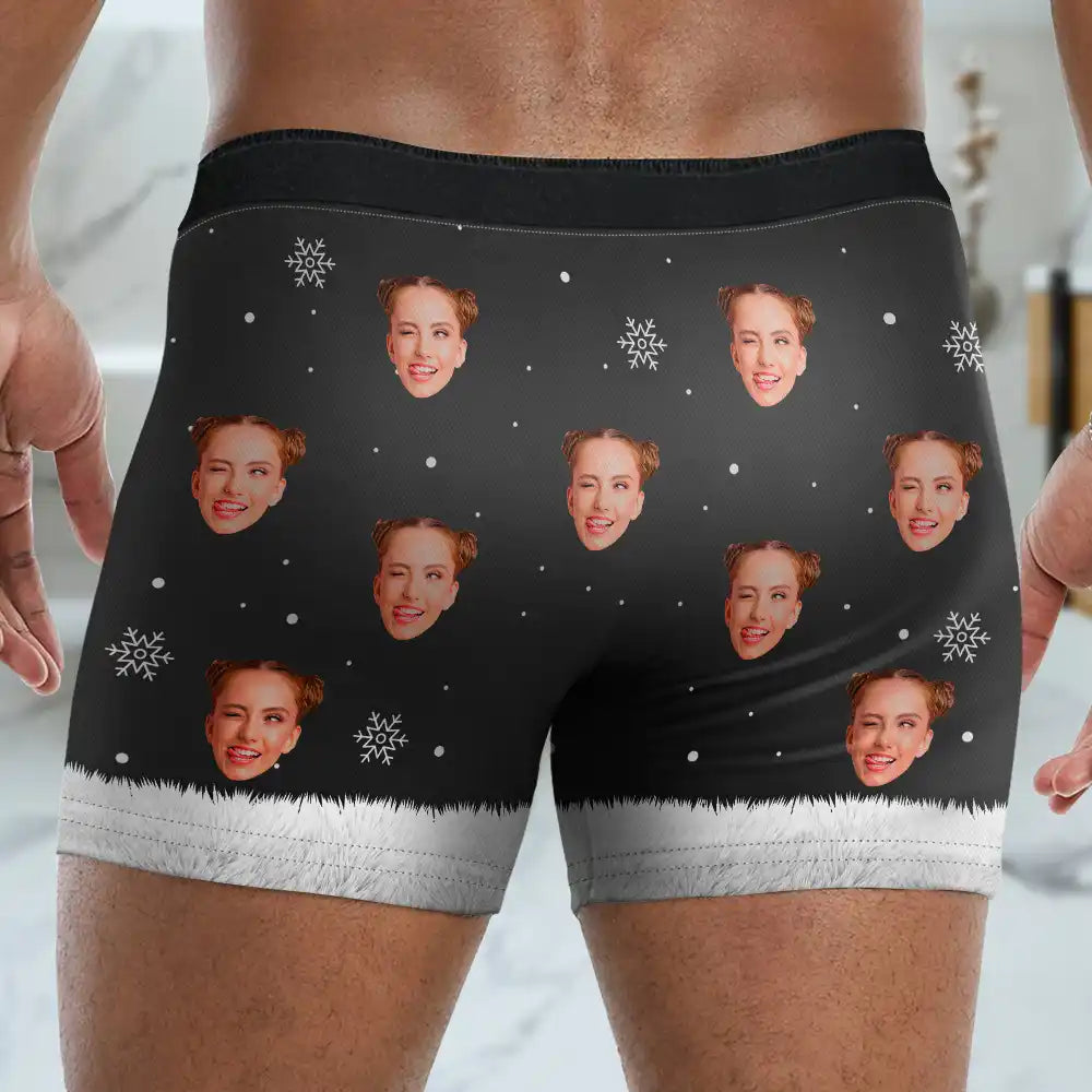 Christmas,Gift For Couples,Funny,Gift For Husband - Custom Photo Funny I've Got A Big Package For You Husband - Personalized Men's Boxer Briefs