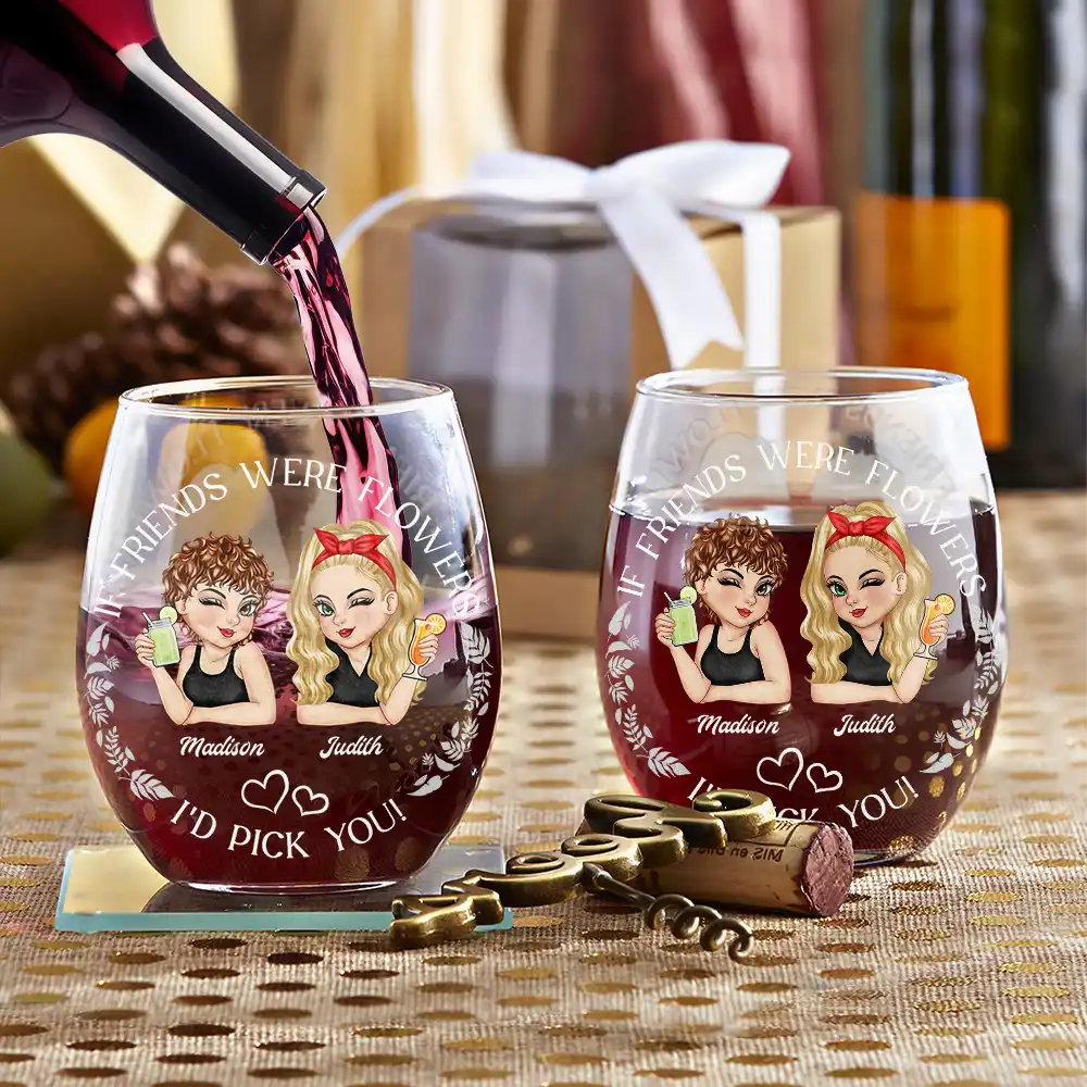 Gift For Bestie - Turban Women Grow An Old Friend Bestie - Personalized Stemless Wine Glass