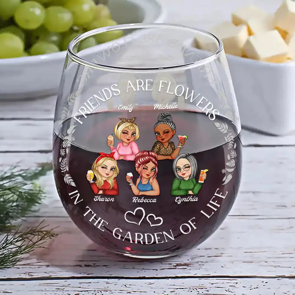 Gift For Bestie - Turban Women Grow An Old Friend Bestie - Personalized Stemless Wine Glass