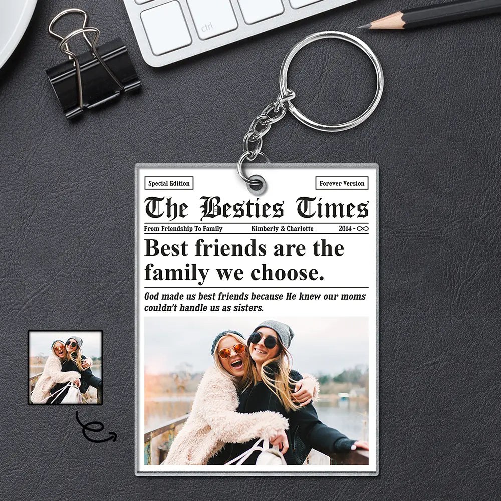 Gift For Bestie - Custom Photo The Bestie Times From Friendship To Family - Personalized Acrylic Keychain