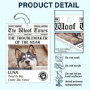 Pet Lovers - Custom Photo Funny Dog Cat Troublemaker Of The Year - Personalized Acrylic Car Hanger