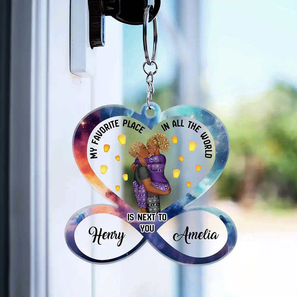 Gift For Couples, Gift For Wife - Kissing Couple My Favorite Place In All The World - Personalized Acrylic Keychain