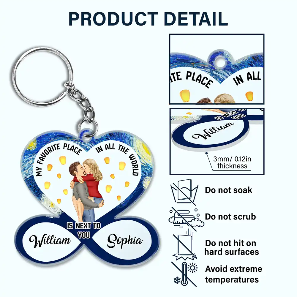 Kissing Couple My Favorite Place In All The World - Personalized Acrylic Keychain