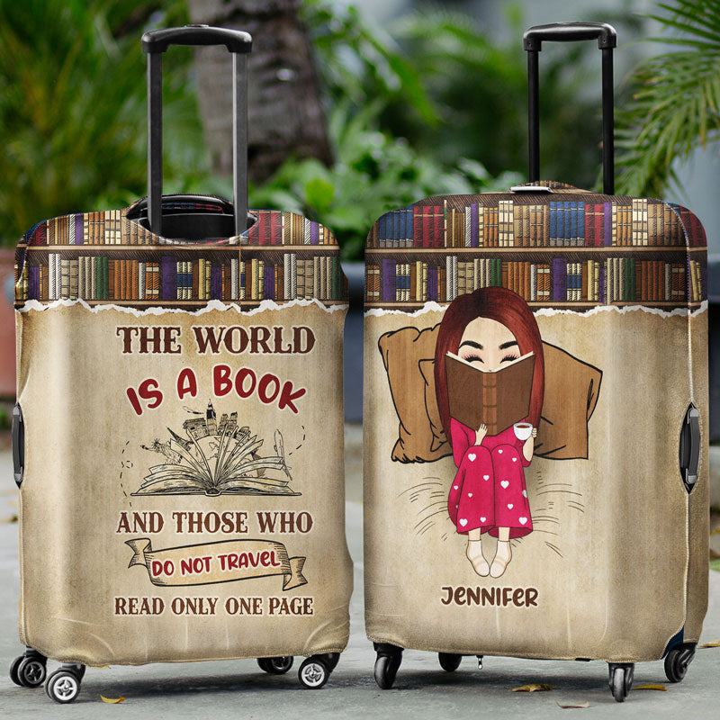 Reading Travel Girl Who Do Not Travel Read Only One Page - Personalized Custom Luggage Cover