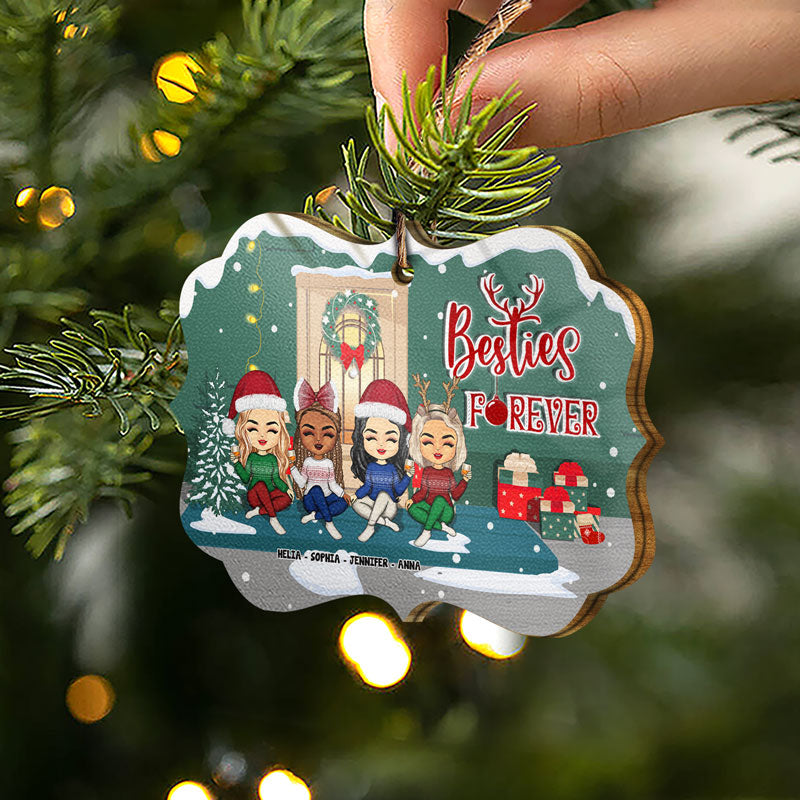 Bestie Christmas Bestie Forever - Christmas Gift For BFF - Personalized Custom Wooden Ornament