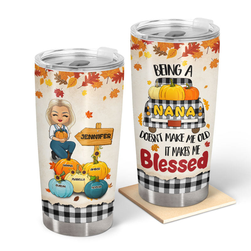 It Makes Me Blessed Pumpkin - Gift For Grandma - Personalized Custom Tumbler