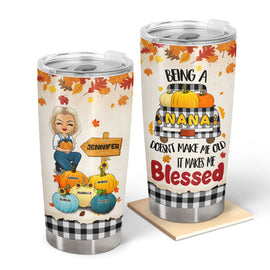 It Makes Me Blessed Pumpkin - Gift For Grandma - Personalized Custom Tumbler