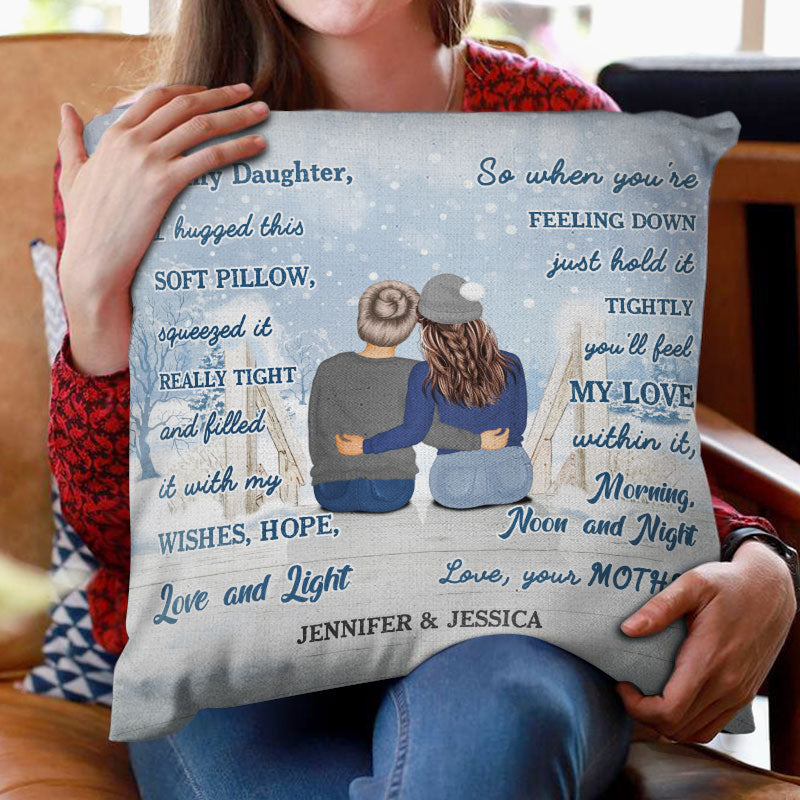 Christmas Mother And Daughter Hugged This Soft Pillow - Personalized Custom Pillow