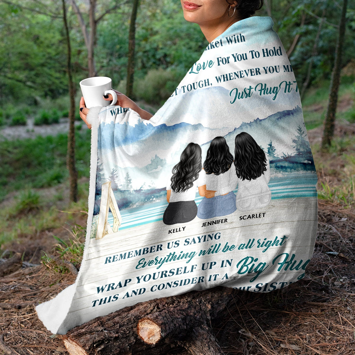 Lake Filled This Blanket With Hugs And Love - Gift For Sisters - Personalized Custom Fleece Blanket