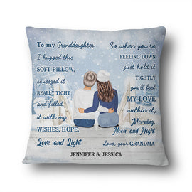 Christmas Grandma And Granddaughter Hugged This Soft Pillow - Personalized Custom Pillow