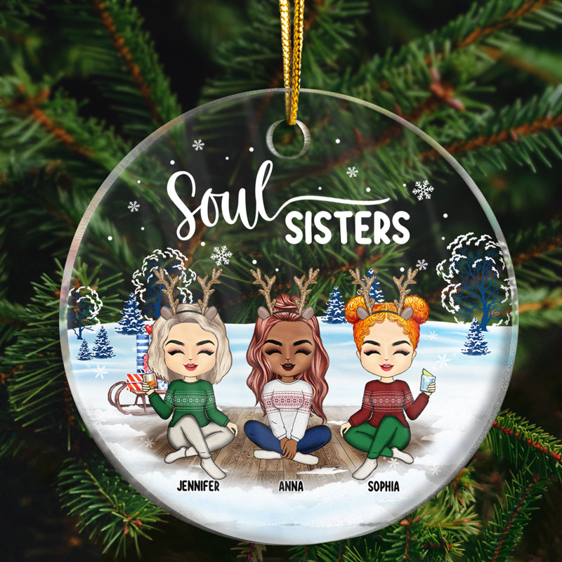 Christmas Best Friends Besties AF - Personalized Custom Circle Acrylic Ornament