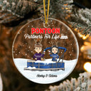 Christmas Pontoon Couple Pontoon Partners For Life - Personalized Custom Circle Acrylic Ornament