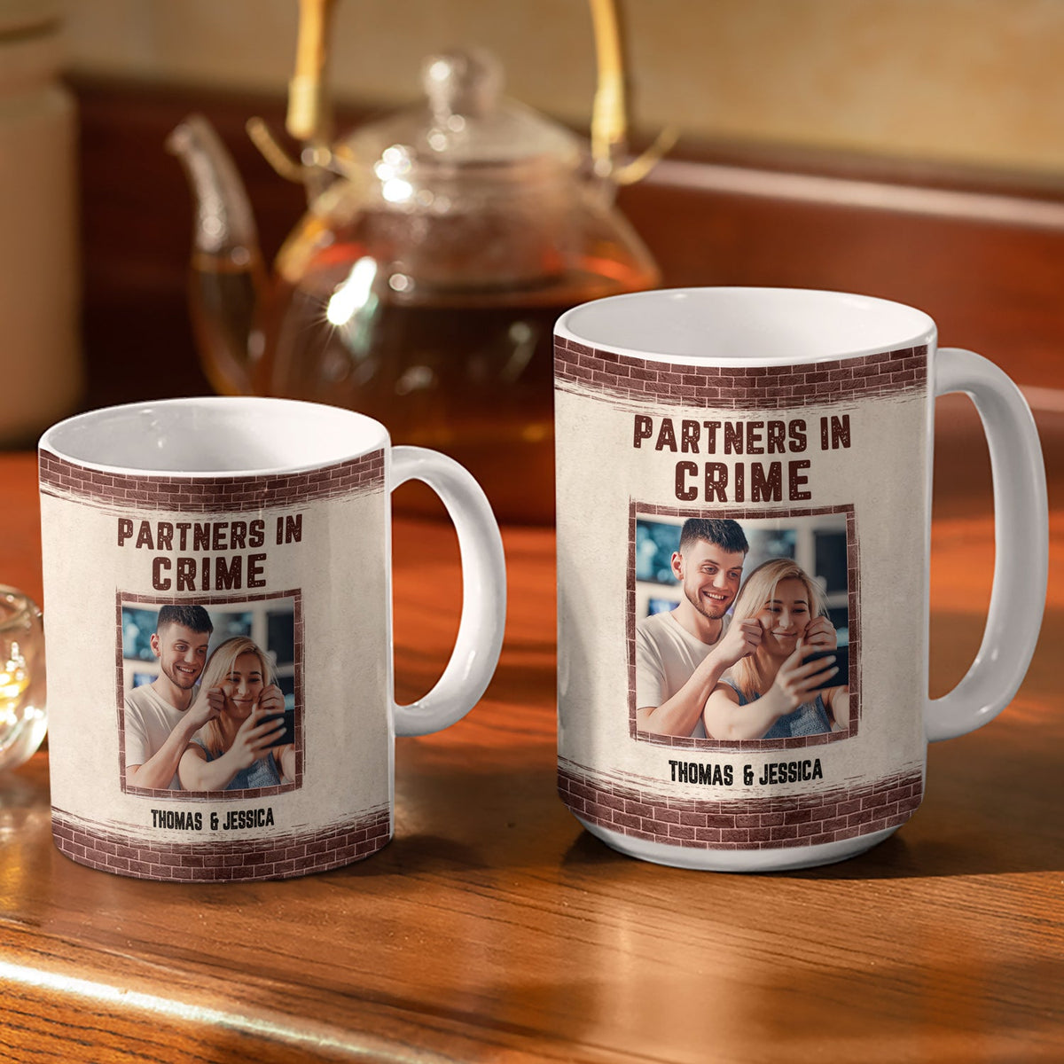 Custom Photo Bestie Sibling Partners In Crime - Personalized Custom White Edge-to-Edge Mug