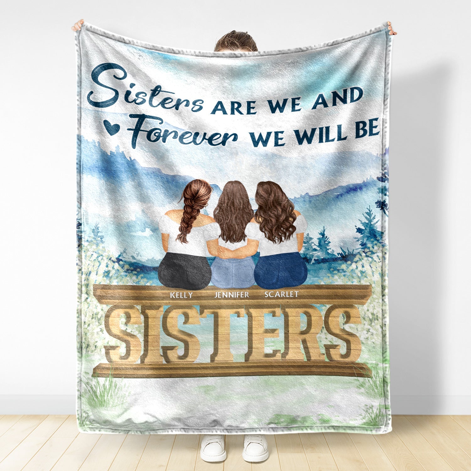 Sisters Forever Never Apart - Gift For Sisters And Best Friends - Personalized Custom Fleece Blanket