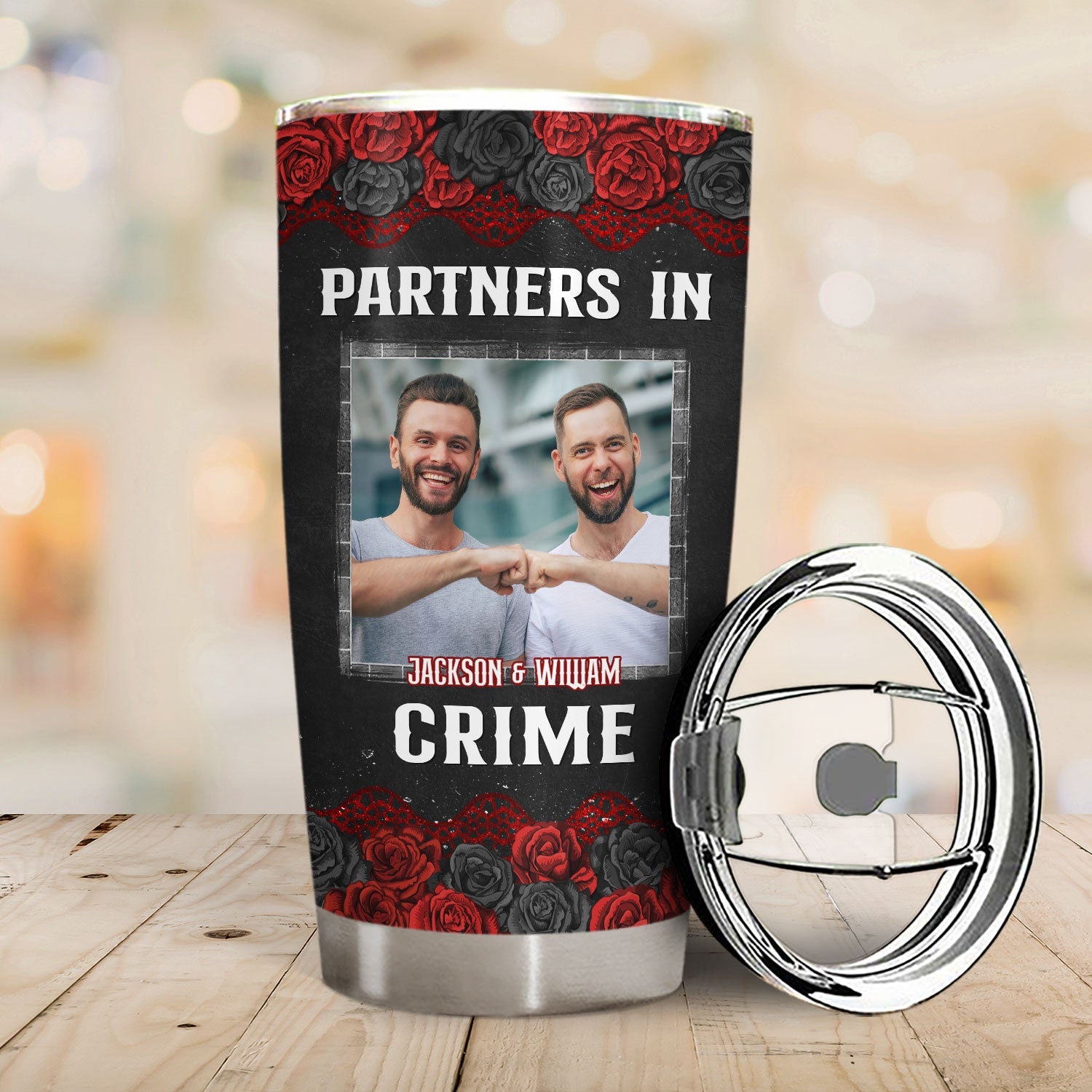 Custom Photo Bestie Partners In Crime If We Get Caught Black Ver - Gift For Bestie - Personalized Custom Tumbler