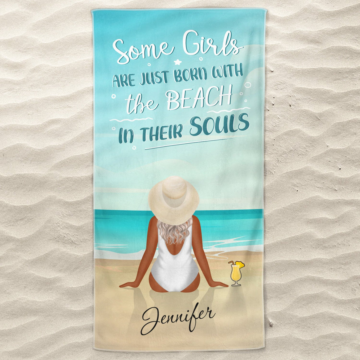 Ocean Air Salty Hair - Gift For Women Who Love The Beach - Personalized Custom Beach Towel