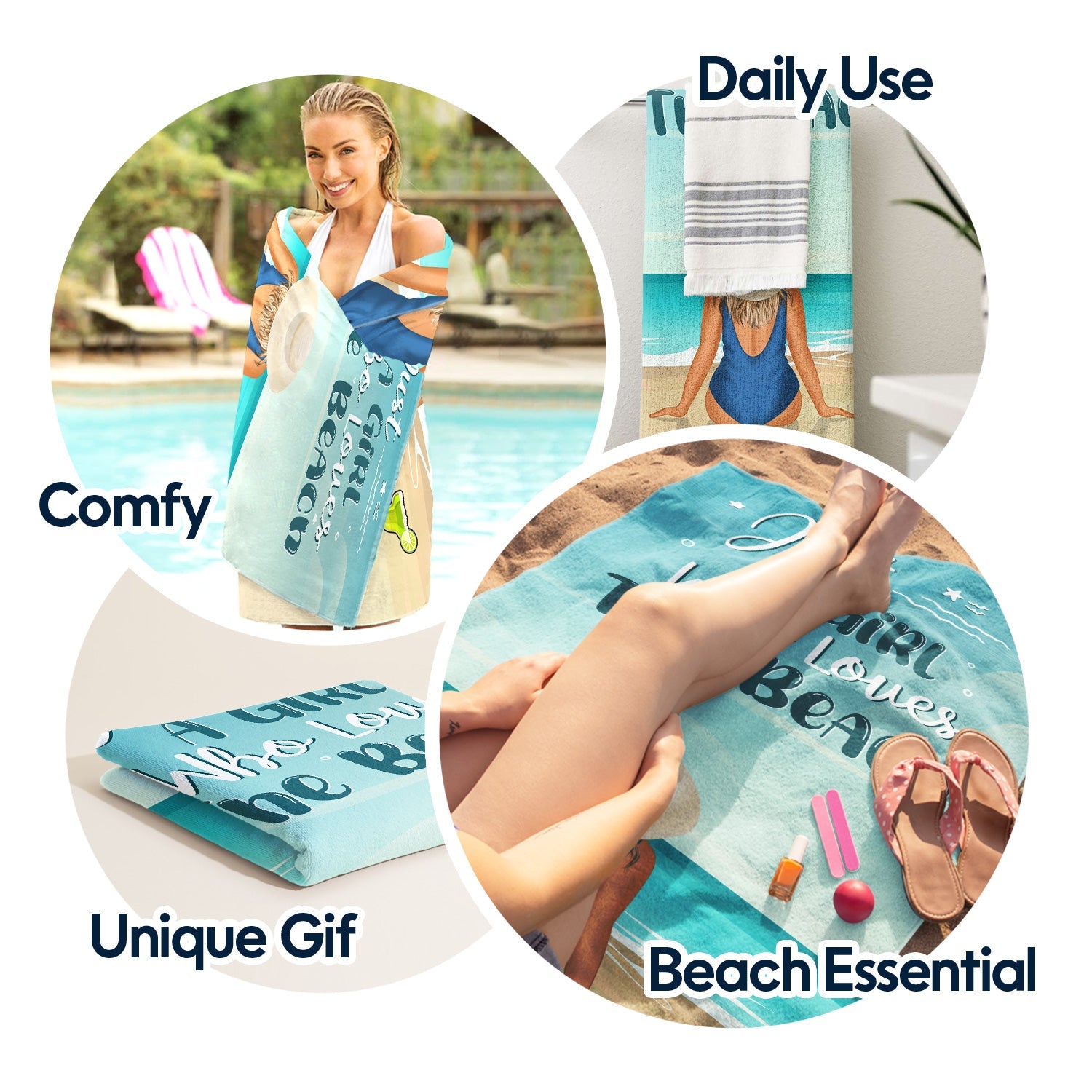 Ocean Air Salty Hair - Gift For Women Who Love The Beach - Personalized Custom Beach Towel