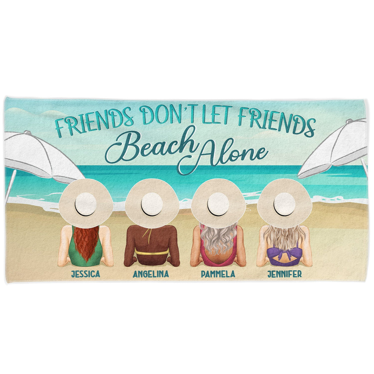 Friends Don't Let Friends Beach Alone - Gift For Bestie - Personalized Custom Beach Towel