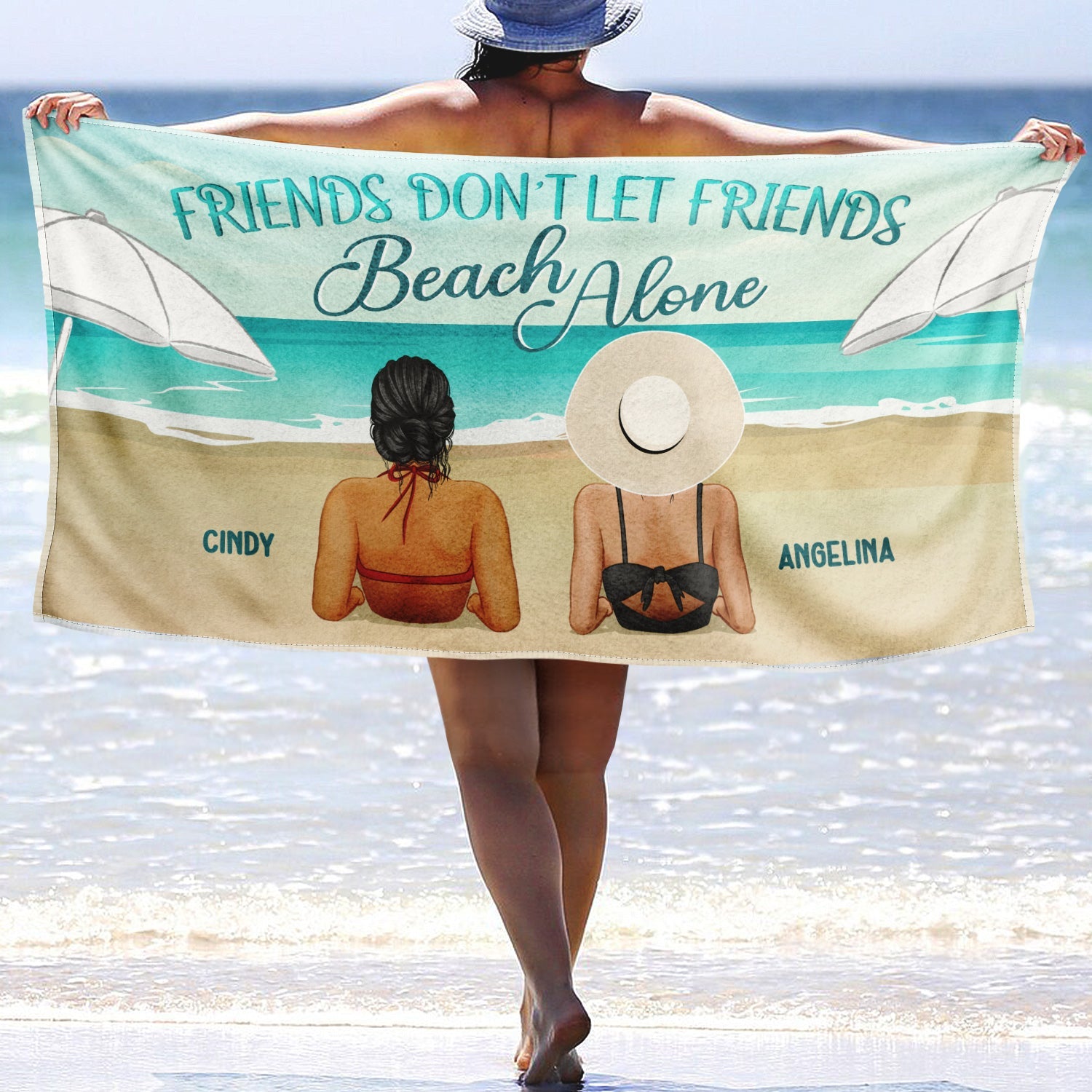 Friends Don't Let Friends Beach Alone - Gift For Bestie - Personalized Custom Beach Towel