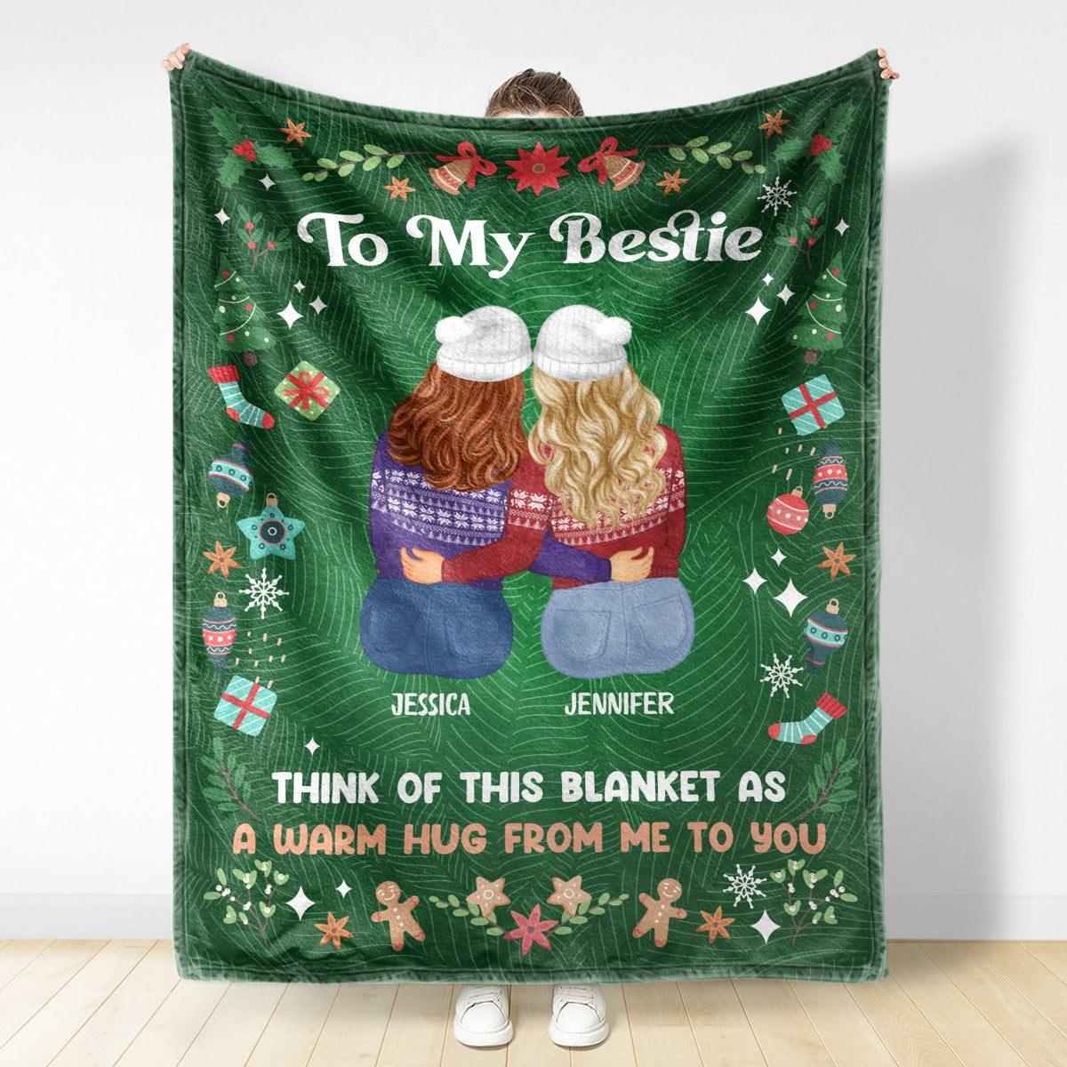 A Warm Hug From Me - Christmas Gift For Sisters And Best Friends - Personalized Fleece Blanket