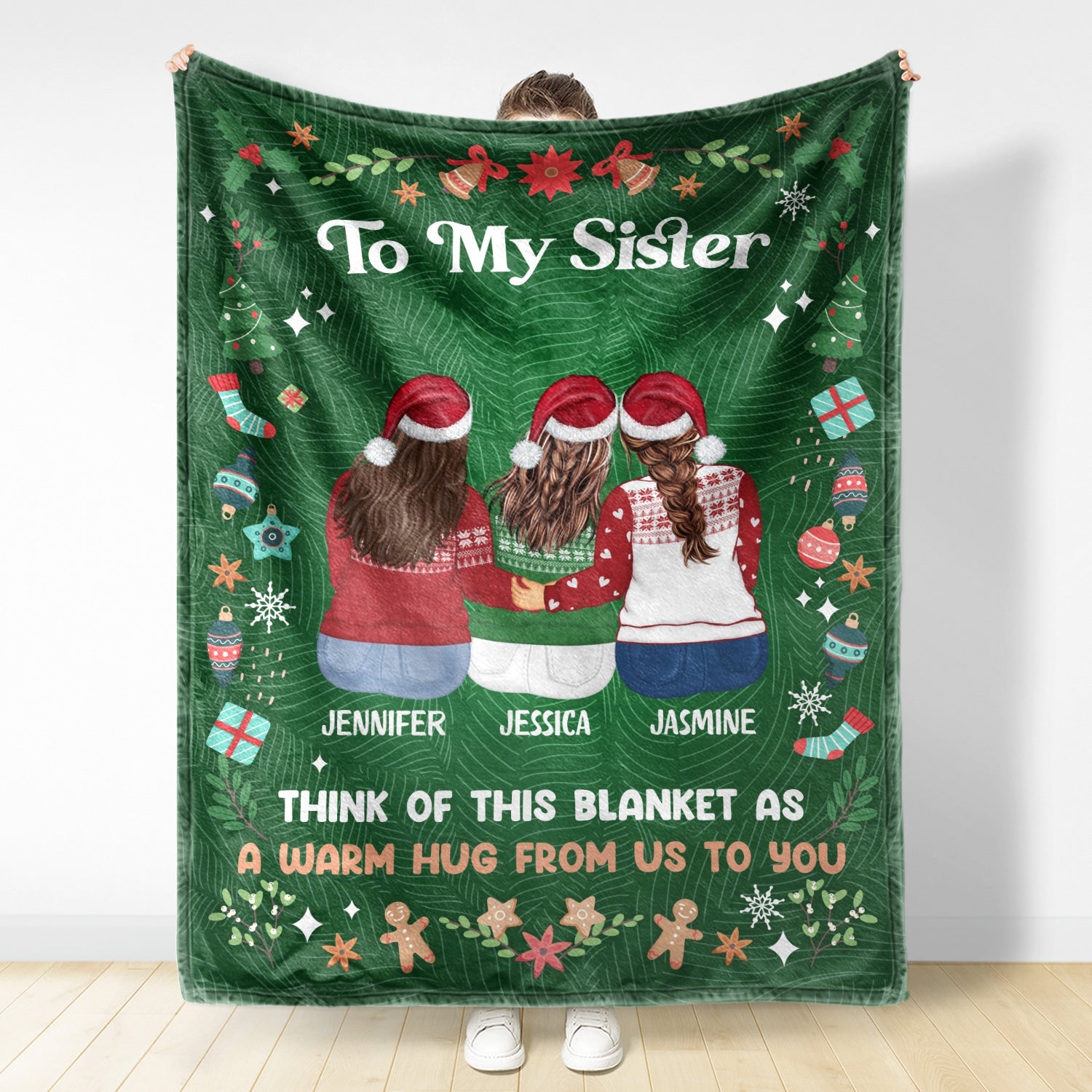 A Warm Hug From Me To You - Christmas Gift For Sisters And Best Friends - Personalized Fleece Blanket