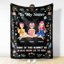 Cartoon Think Of This Blanket - Gift For Sisters And Besties - Personalized Fleece Blanket