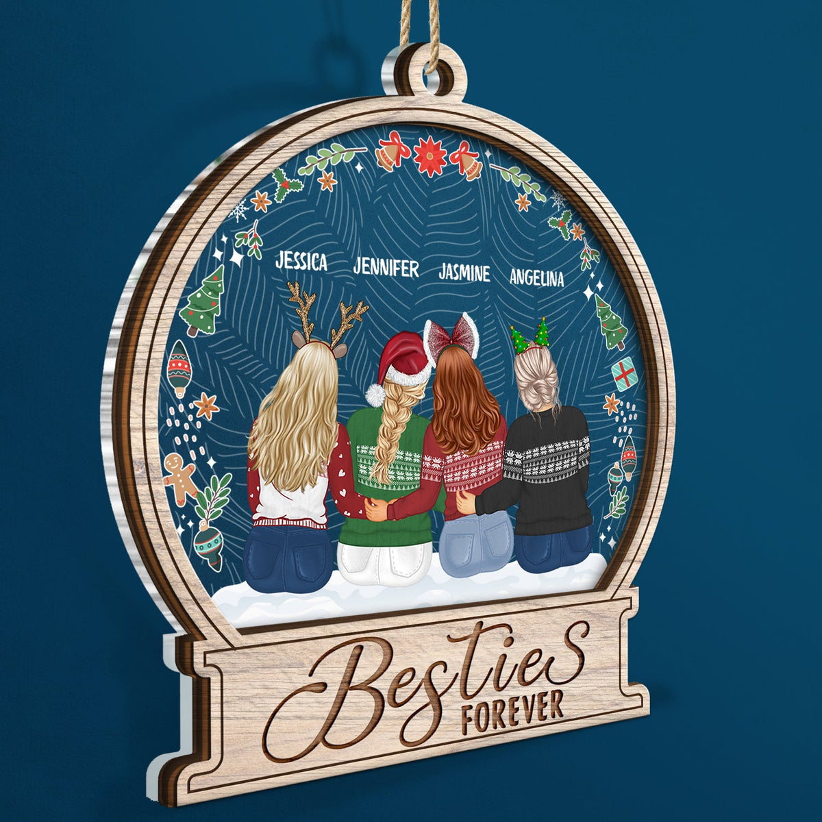 Sisters Forever Besties Forever - Christmas Gift For Sisters And Best Friends - Personalized 2-Layered Mix Ornament