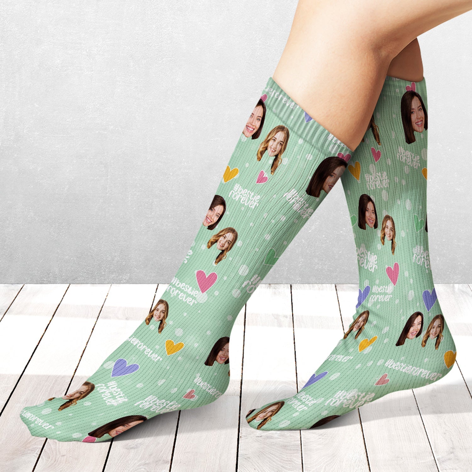 Custom Photo Bestie Forever Hashtag - Gift For Bestie - Personalized Socks