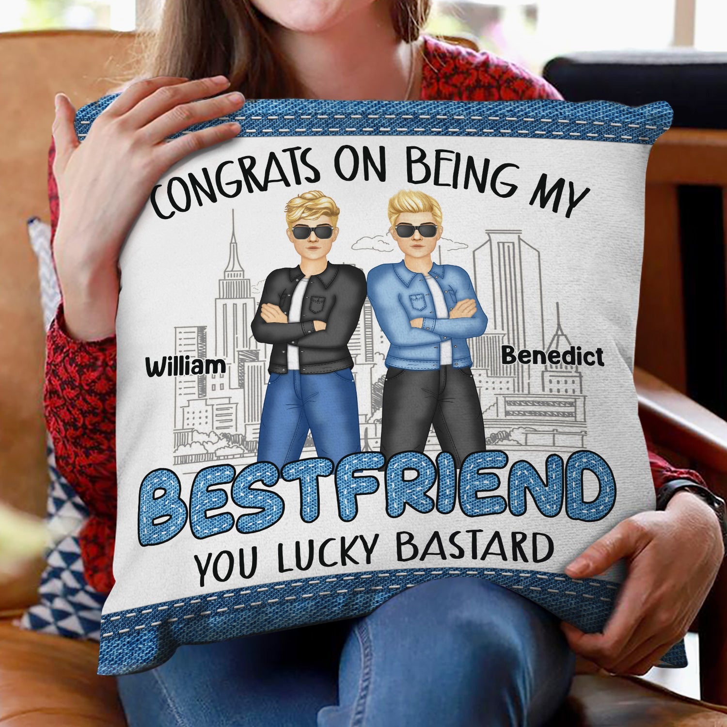 Congrats On Being My Bestie Jeans Ver - Gift For Bestie - Personalized Pillow