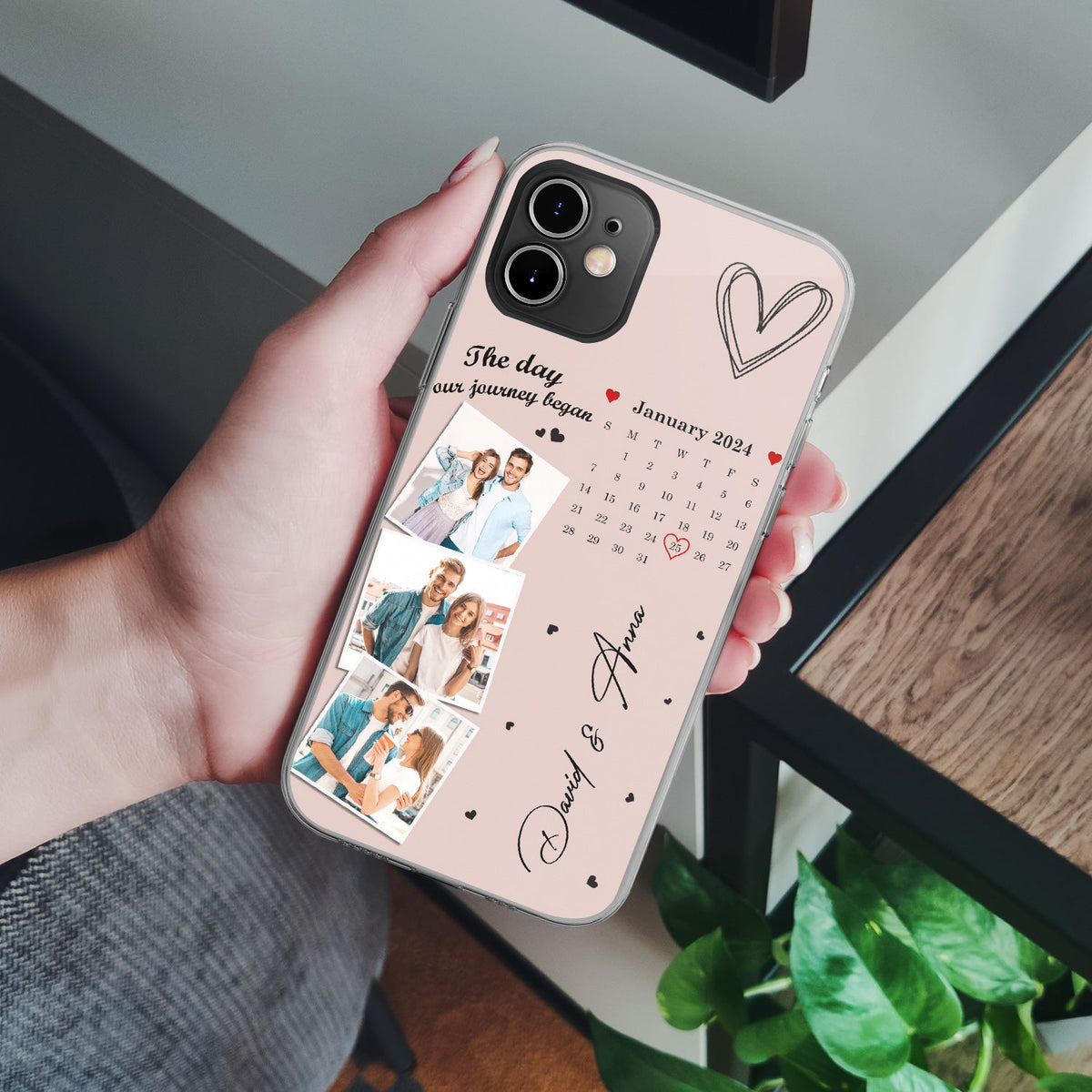 Custom Photo Calendar The Day Our Journey Began Multiple Background Color - Gift For Couples - Personalized Clear Phone Case