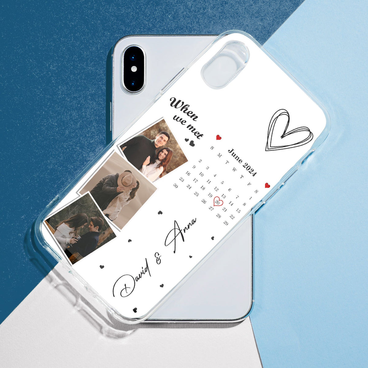 Custom Photo Calendar The Day Our Journey Began Multiple Background Color - Gift For Couples - Personalized Clear Phone Case