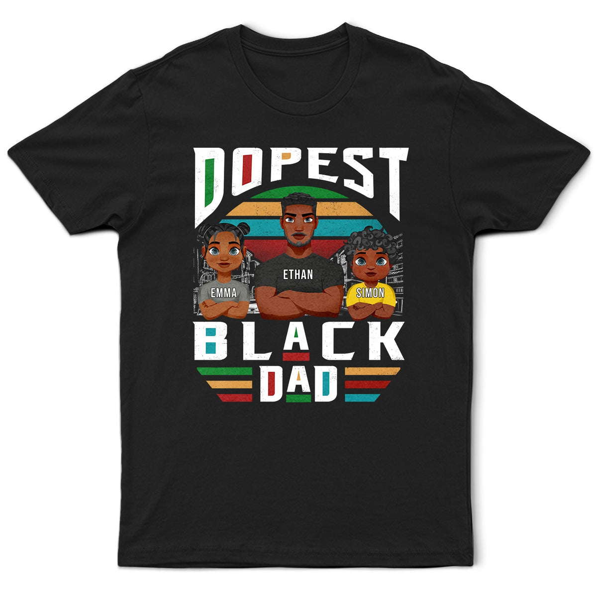 Dopest Black Dad - Personalized T Shirt