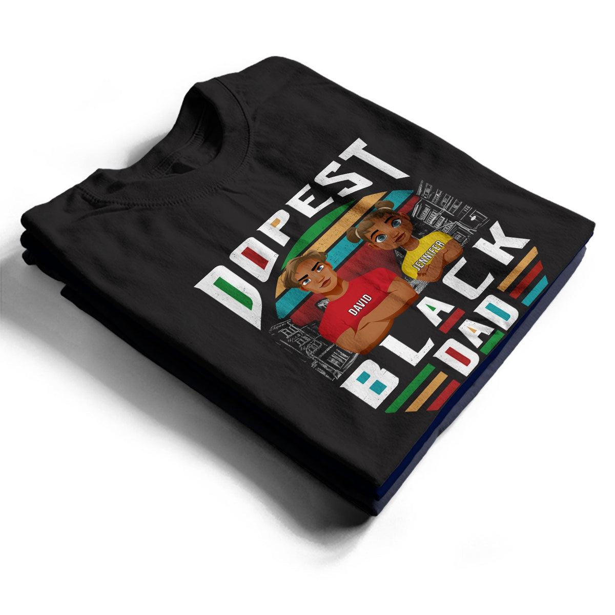 Dopest Black Dad - Personalized T Shirt