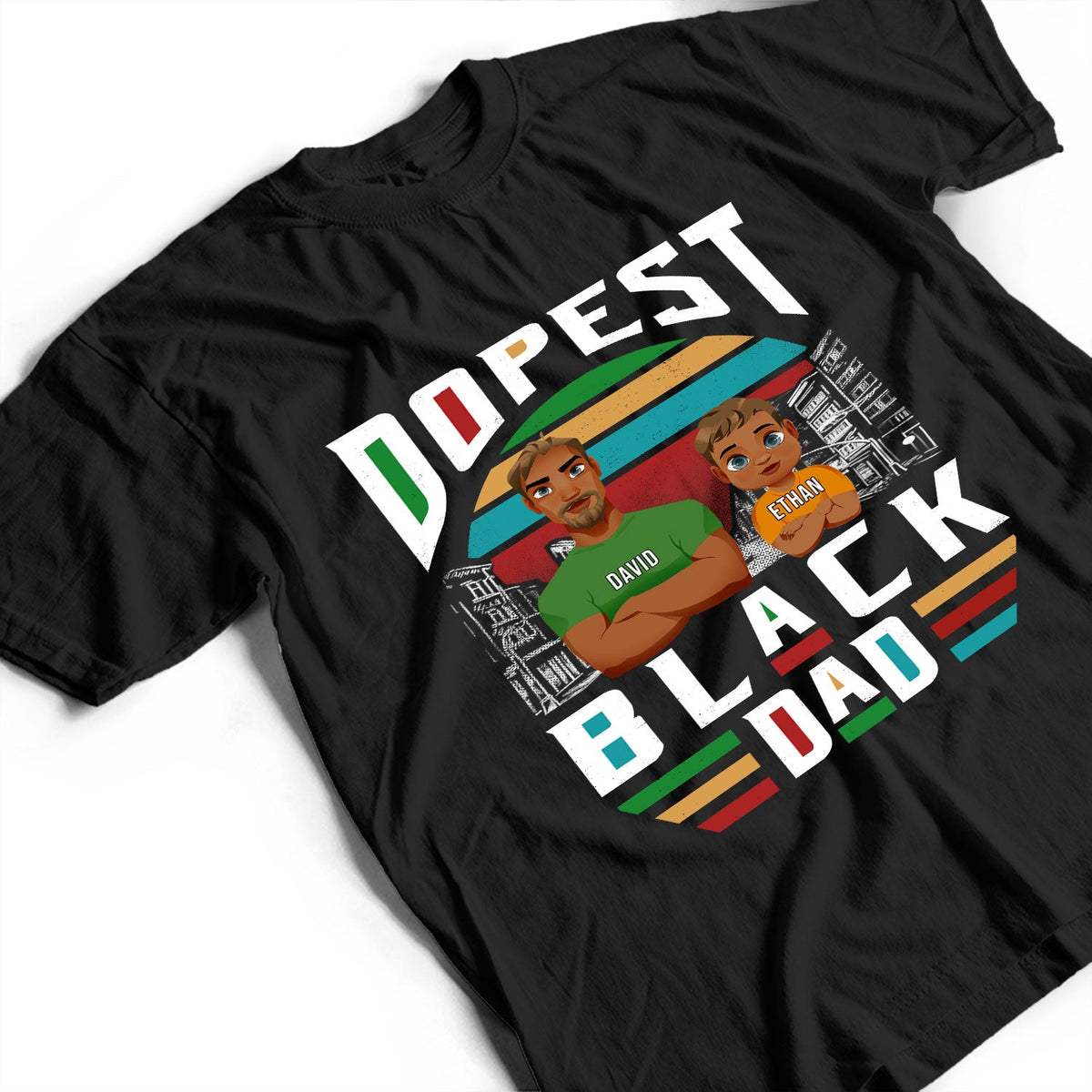 Dopest Black Dad - Personalized T Shirt